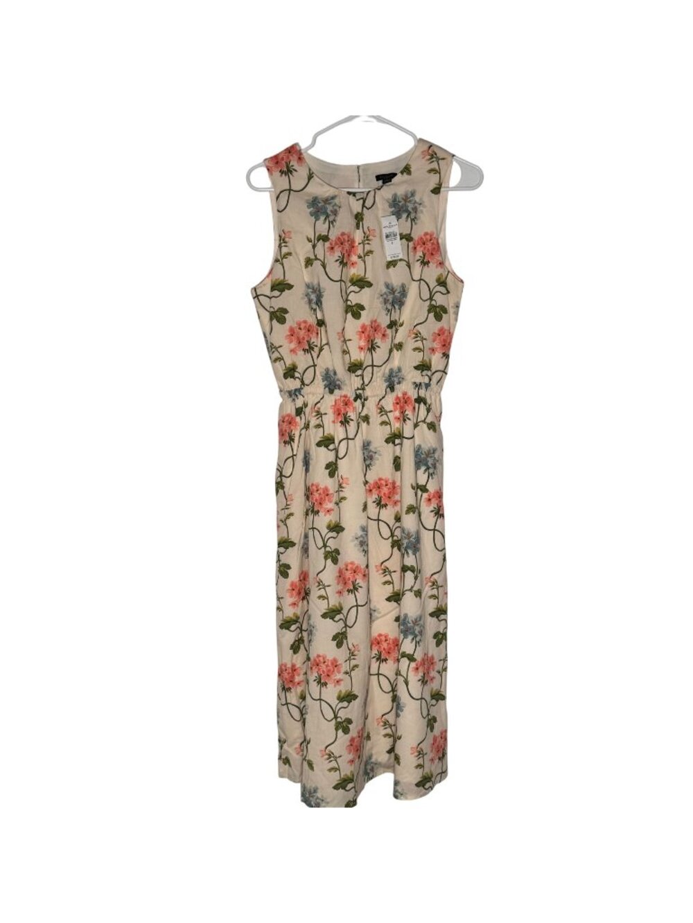 Ann Taylor Factory Blue Pink Floral Midi Dress Size Small NWT